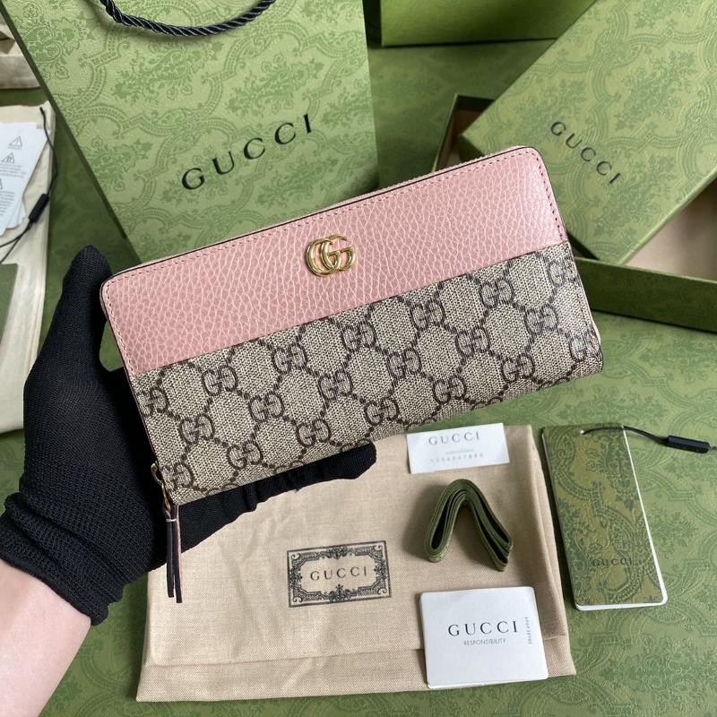 Gucci wallets 456117 Gold Buckle Old Flower Combination Pink Leather